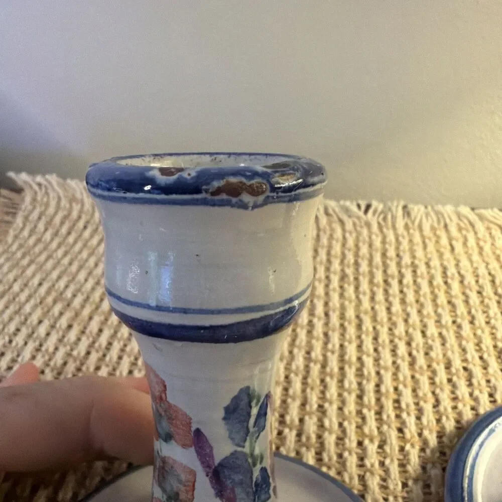 Hand Made Pottery Earthenware Candle Stick Holder Honor Hussey Suffolk England 2